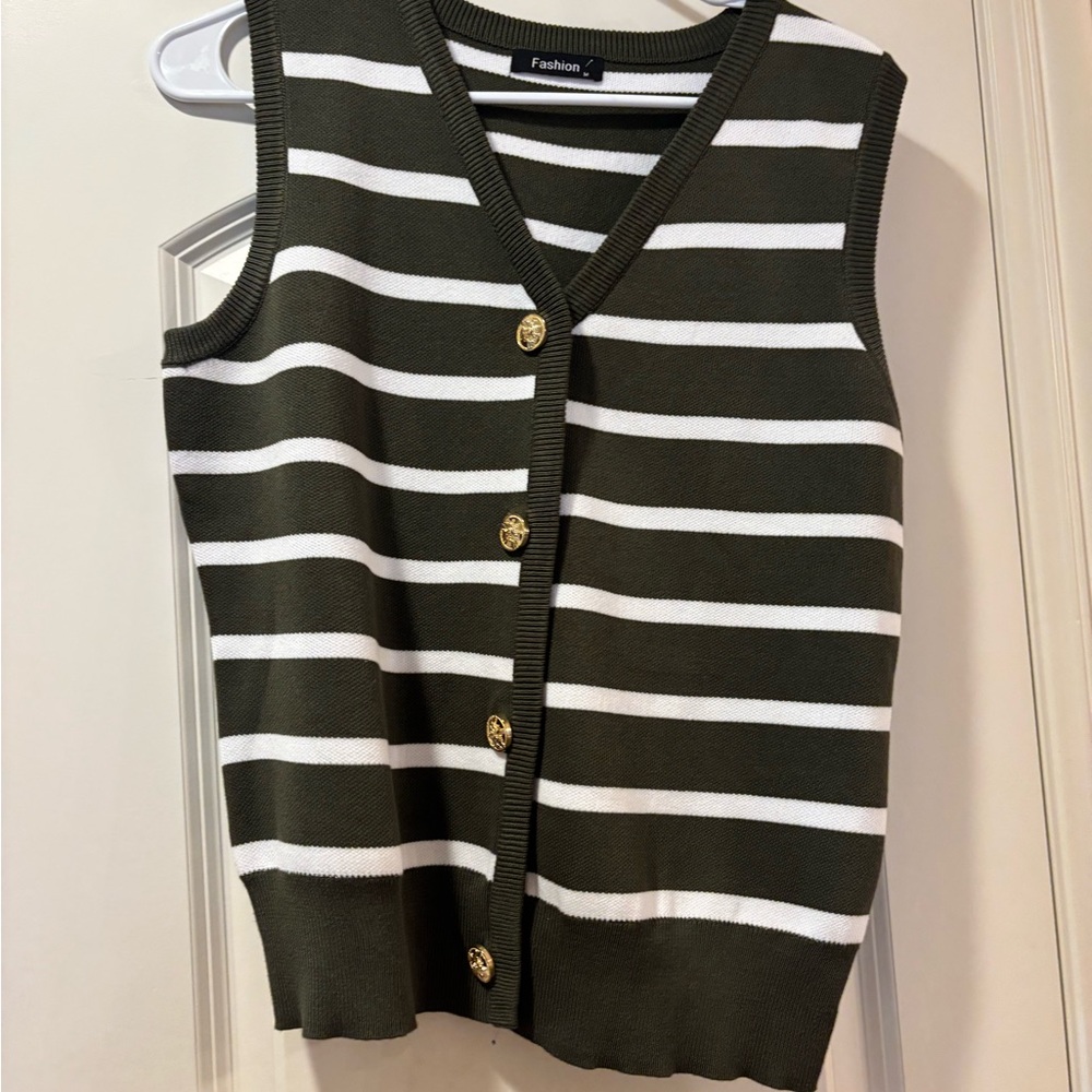 Women's Striped Green and White Top